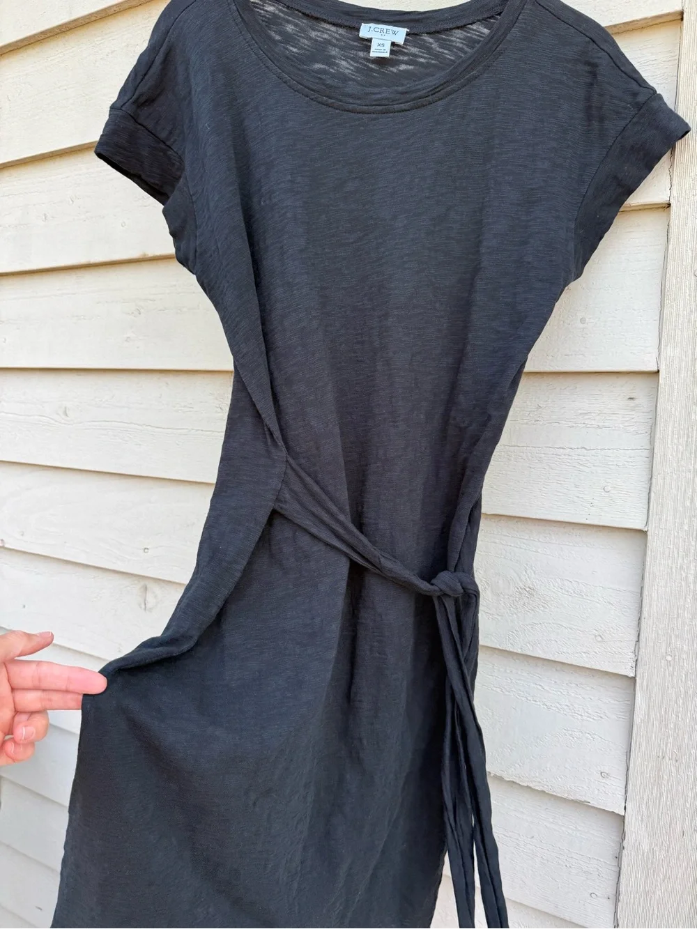 J. Crew Charcoal Black Tie-Waist Short Sleeve Tee Dress